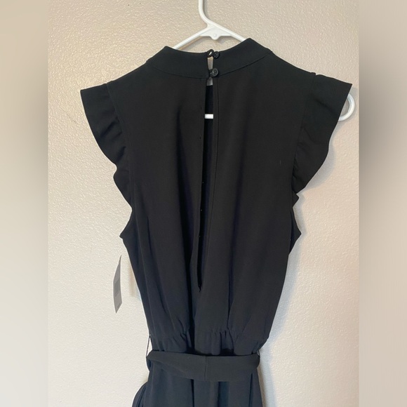 Moa Moa brand Black High Neck Flutter Sleeve Tie Waist Jumpsuit Size Large NWT - Picture 6 of 8